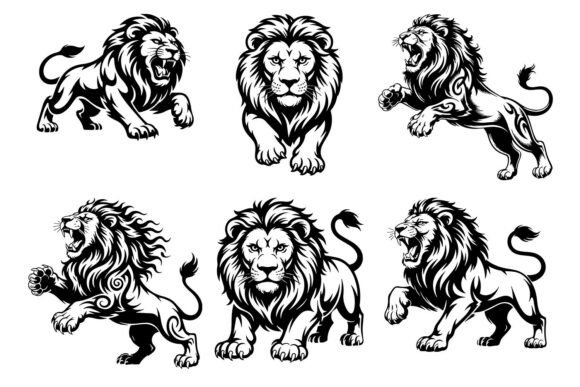 Download Tribal Lion Tattoo Design Set Svg Bundle - Premium Resources