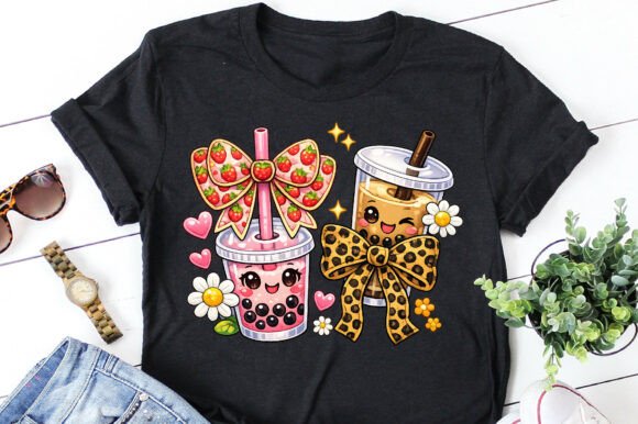 Download Coquette Iced Coffee Strawberry Bow Faux - Premium Resources