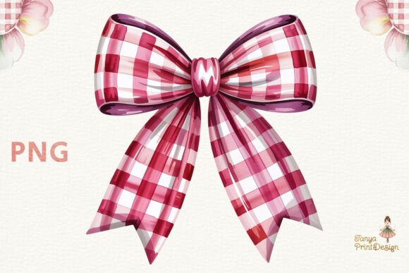 Download Pink Gingham Coquette Bow Watercolor PNG - Premium Resources