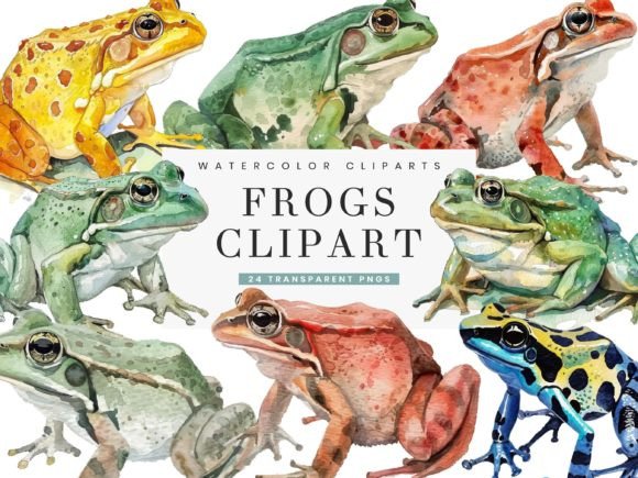 Download Watercolor Frogs Clipart Bundle - Clipart bundle Collection